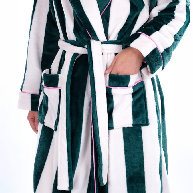 Originals Ladies Pink & Green Striped Dressing Gown