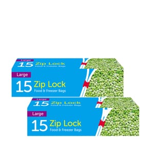 Zip Lock Food & Freezer Bags 15 Pack Large x2