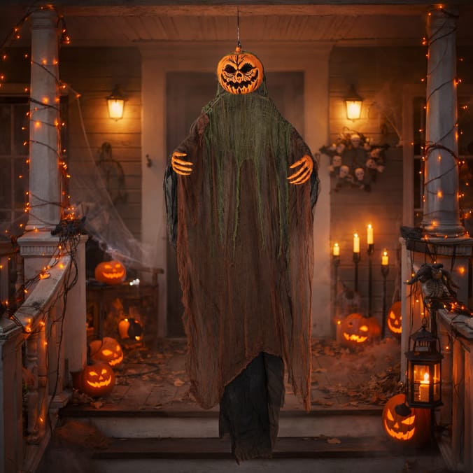 Hallow Scream 7ft Hanging Light Up Ghoul - Pumpkin