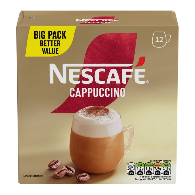 Nescafe Cappuccino Instant Coffee Sachets 12x 15.5g