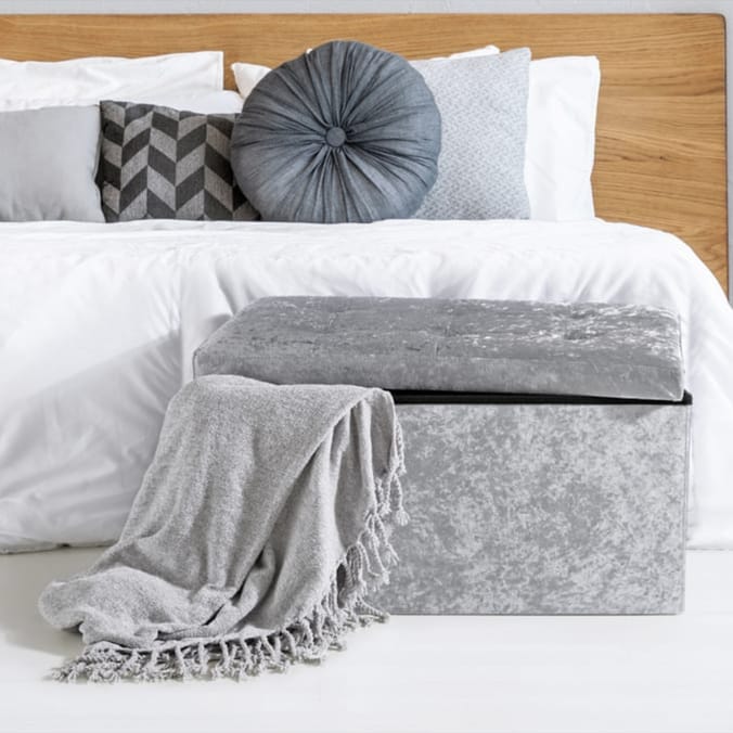 Home Collections Crushed Velvet Ottoman Home Bargains