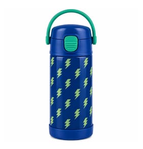 Printed Stainless Steel Dark Blue Water Bottle 350ml - Lighting Bolts