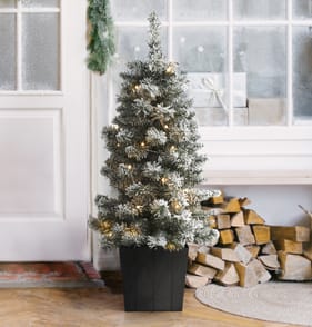 Festive Feeling 3ft Pre-Lit Indoor Potted Tree - Snowy