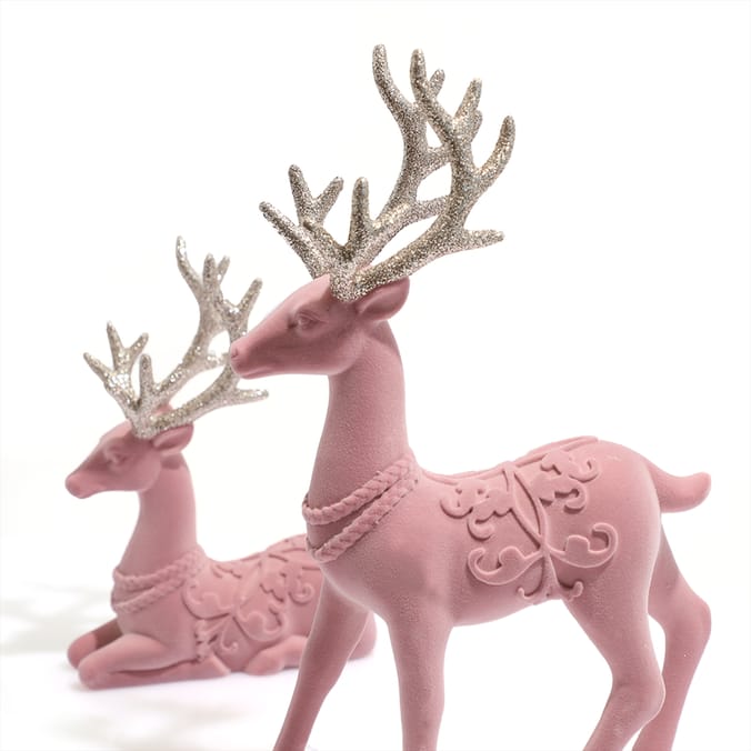 Festive Feeling Velvet Reindeer 2 Pack