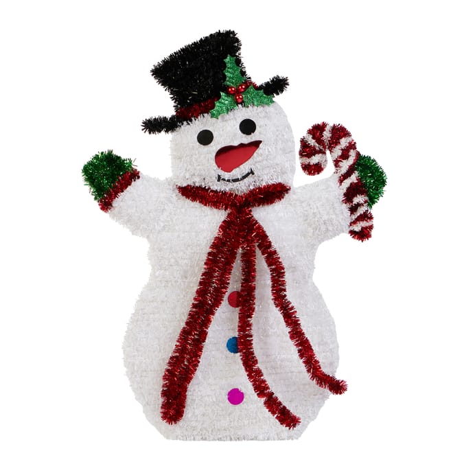 Winter Charm Tinsel Plaque Decoration 55cm - Snowman