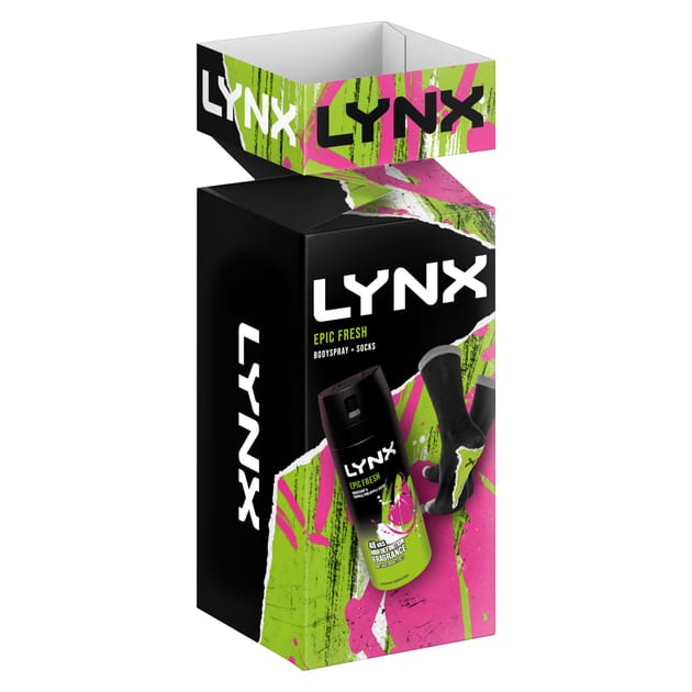 Lynx Body Spray & Socks Gift Set Epic Fresh Home Bargains