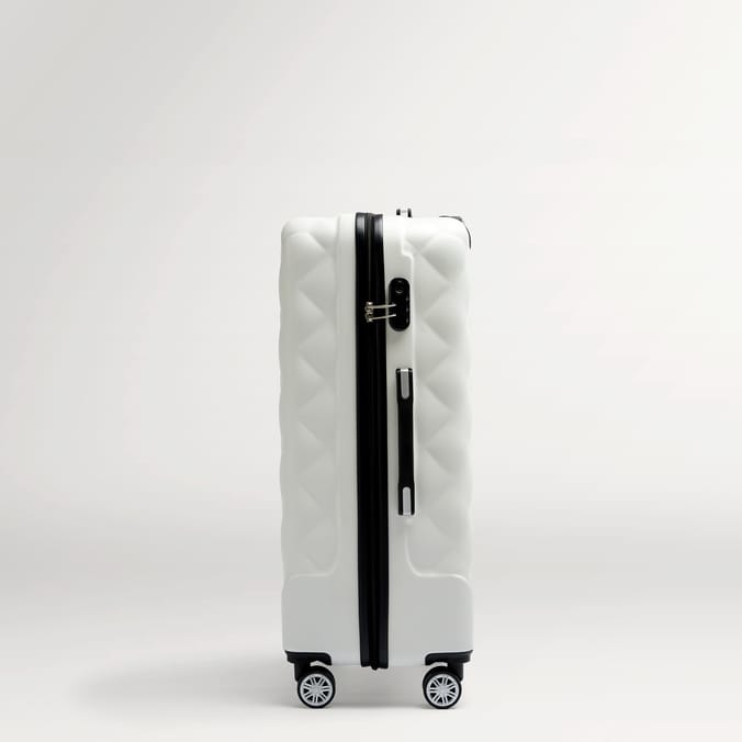 Salisbury Embossed Quilted Shell Suitcase - Off White