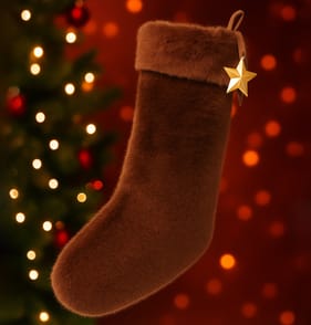 Winter Luxe Faux Fur Stocking - Brown