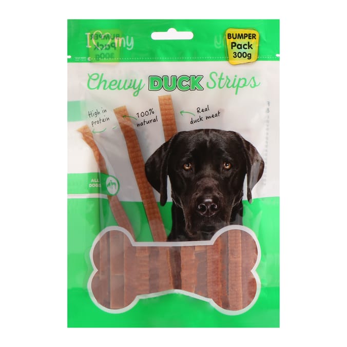 I Love My Pets Chewy Duck Strips 300g Home Bargains