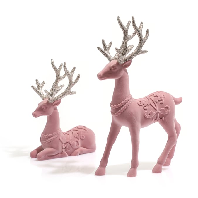Festive Feeling Velvet Reindeer 2 Pack