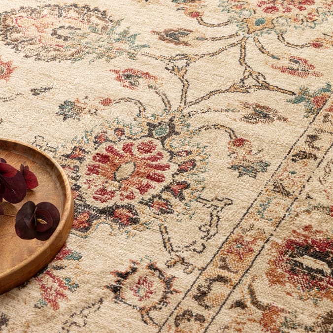 Asiatic Raja Border Runner RA05 - Cream/Multi