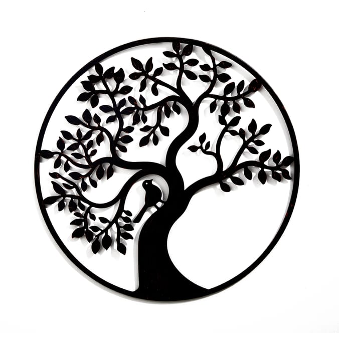 Jardin Round Metal Tree Wall Art - Crooked