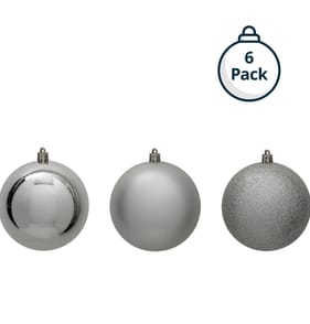 Festive Feeling 10cm Christmas Bauble 6 Pack - Silver