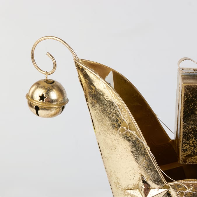 Winter Luxe Metal Reindeer With Sleigh 