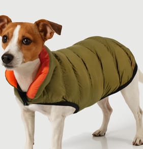 My Pets Reversible Padded Puffer Khaki Dog Coat