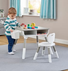 Liberty House Toys Kids Scandi Height Adjustable Table and Chair Set - Grey