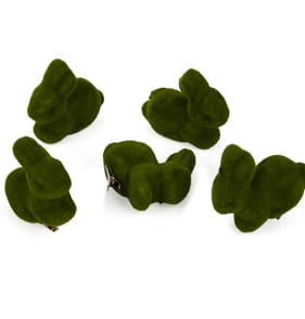 Happy Easter Flocked Bunny Clip Decoration 6 Pack - Green
