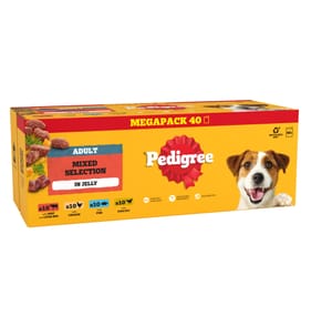 Pedigree Adult Wet Dog Food Mega Pack Pouch 40 x 100g - Mixed Selection Jelly