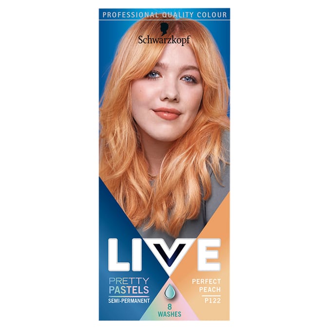 Schwarzkopf LIVE Ultra Brights Pretty Pastels Copper Hair Dye Perfect Peach P122 Semi-Permanent