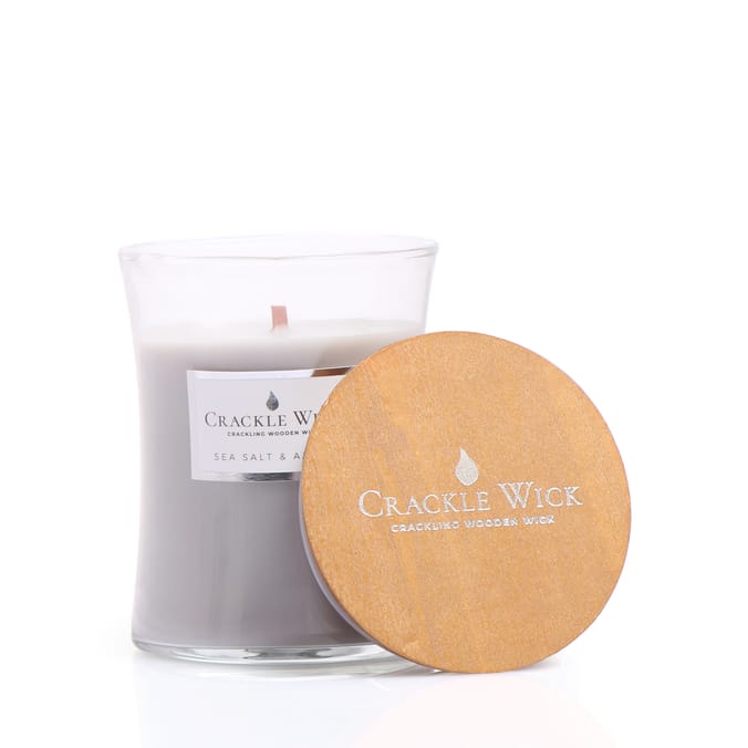 Crackle Wick Crackling Wooden Wick Medium Hourglass Scented Candle - Sea Salt & Amber