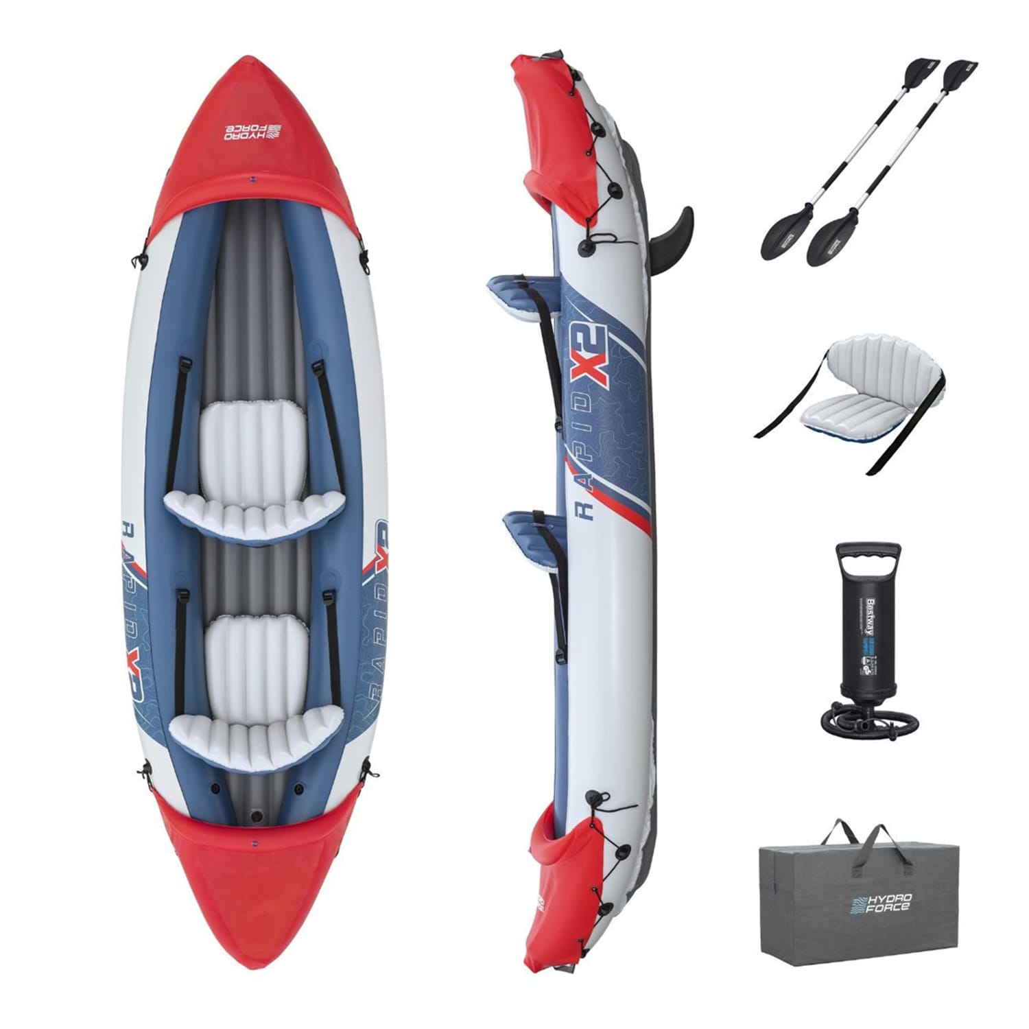 Hydro-Force 2 Person Inflatable Kayak Set - Rapid X2 | Home Bargains