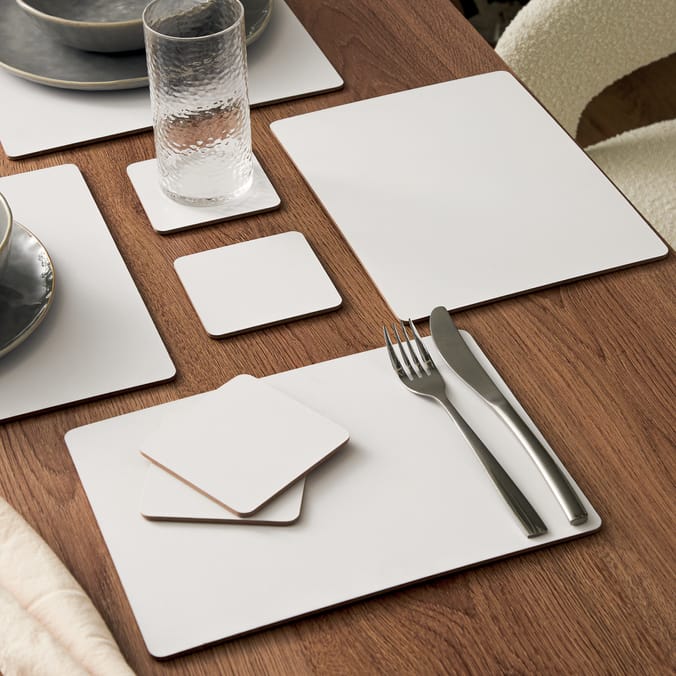 Home Collections Cork Back Place Mats And Coaster Set 8 Pack - White