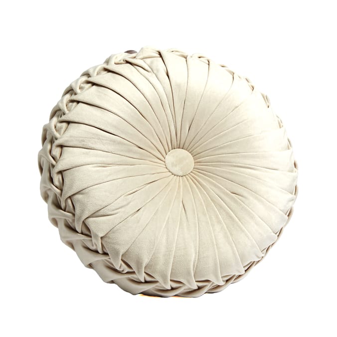 Home Collections Round Velvet Cushion - Beige
