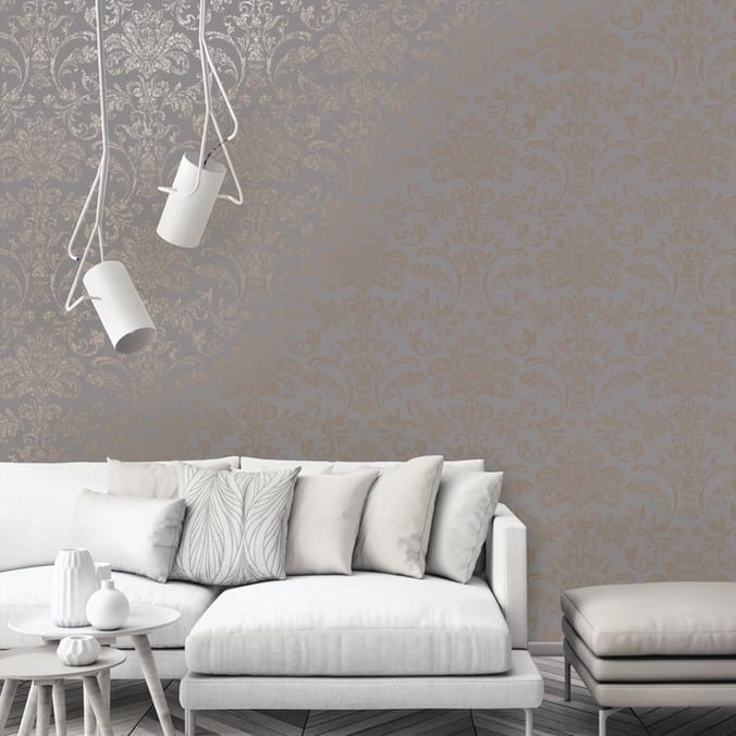 Glistening Damask Wallpaper 12712 - Grey