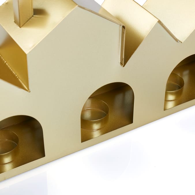 Winter Luxe Gold House Tealight Holder Decoration