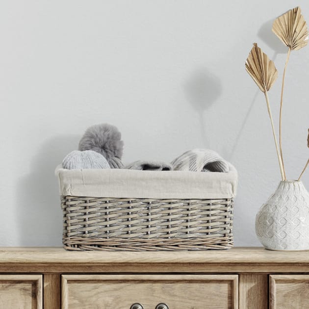 Home Collections Wicker Basket With Liner Home Bargains