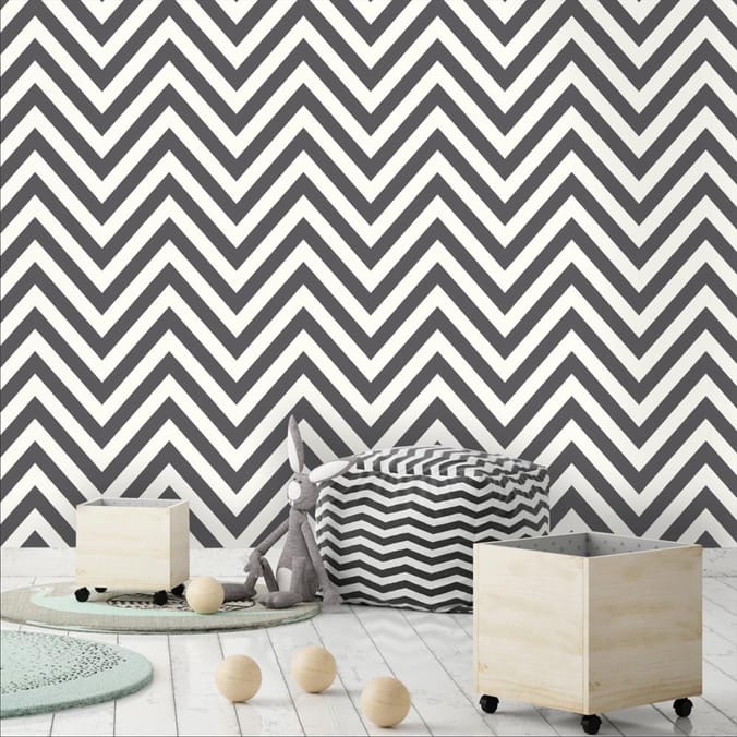 Chevron Wallpaper 12574 - Black/White
