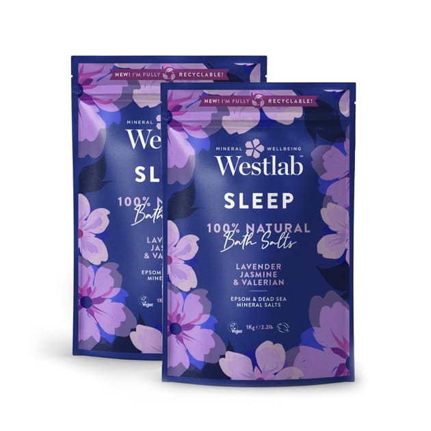 Westlab Sleep Epsom & Dead Sea Salts With Lavender & Jasmine 1kg x2
