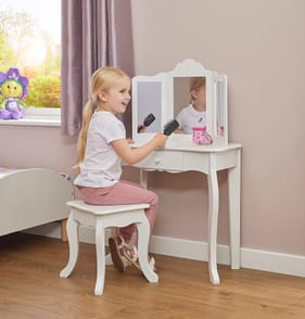 Liberty House Toys Kids White Vanity Table and Stool Set