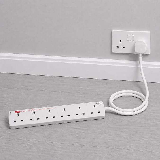 Pifco Extension Socket with Surge Protection 2m -  6 Way Gang 