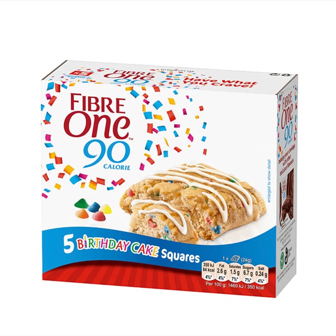 Fibre One 90 Calorie Birthday Cake Squares 5 Pack 