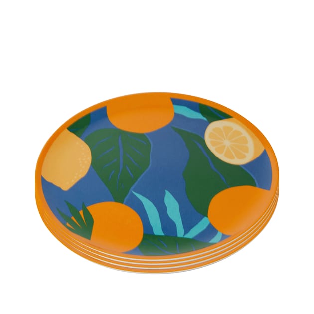 The Outdoor Living Collection Melamine 4 Summer Plate Set - Citrus