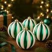 Sleigh Bells 12cm Candy Cane Christmas Baubles 4 Pack