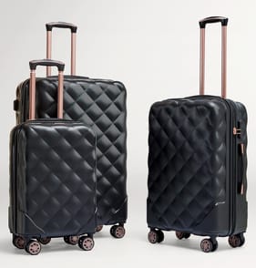 Salisburys Embossed Quilted Shell Suitcase - Black