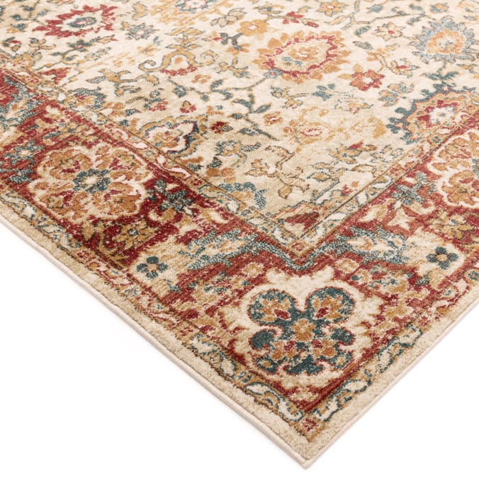 Asiatic Raja Border Runner RA04 - Cream/Red