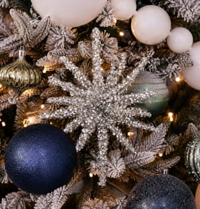 Frosted Spirit Diamante Star Hanging Decoration - Silver