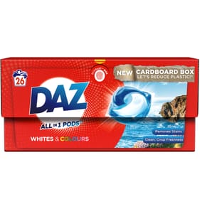 DAZ All-in-1 Pods Washing Liquid Capsules Whites & Colours 26 Washes
