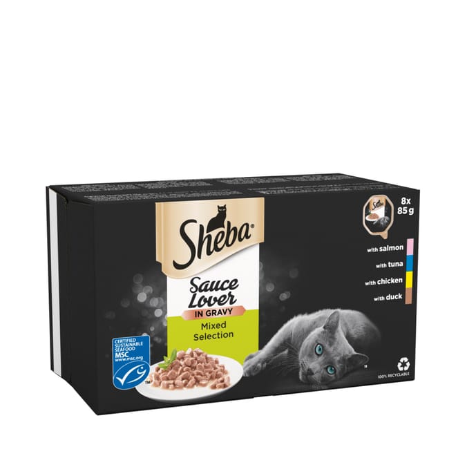 Sheba Sauce Lover Mixed Selection Cat Food Pouches 8 x 85g Home