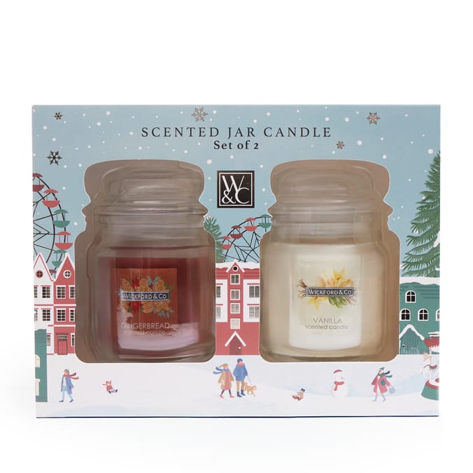 Wickford & Co Scented Jar Candle Set of 2 -  Gingerbread & Vanilla 