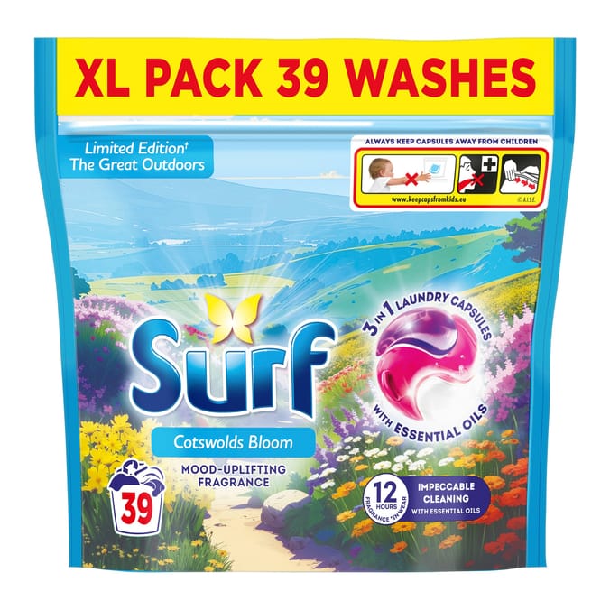 Surf 3 in 1 Laundry Washing Detergent Capsules 39 Washes - Cotswolds Bloom