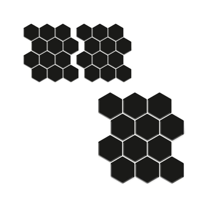 Stick Ease Self-Adhesive Vinyl Wall Tiles 3 Pack - Black Hexagon x2