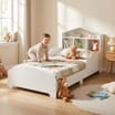 Liberty House Toys Kids White Toddler Bed With Bookcase