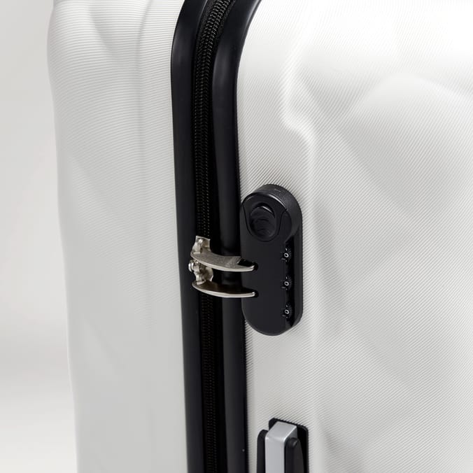 Salisbury Embossed Quilted Shell Suitcase - Off White