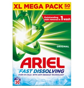 Ariel Original Fast Dissolving Washing Powder 50 Washes 3kg