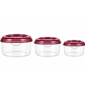 Kitchen Round Food Containers 3 Pack - Burgundy
