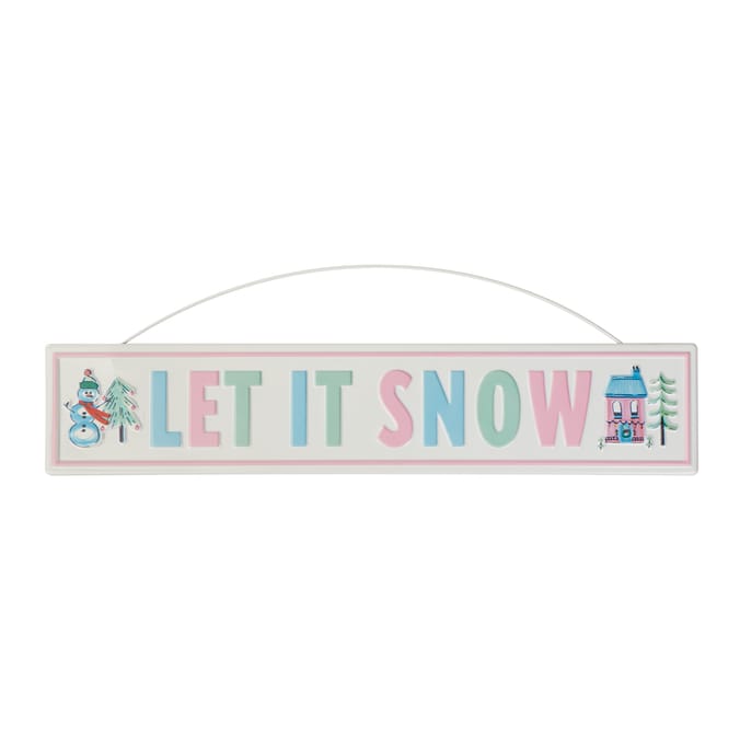 Joyful Metal Hanging Sign - Let It Snow